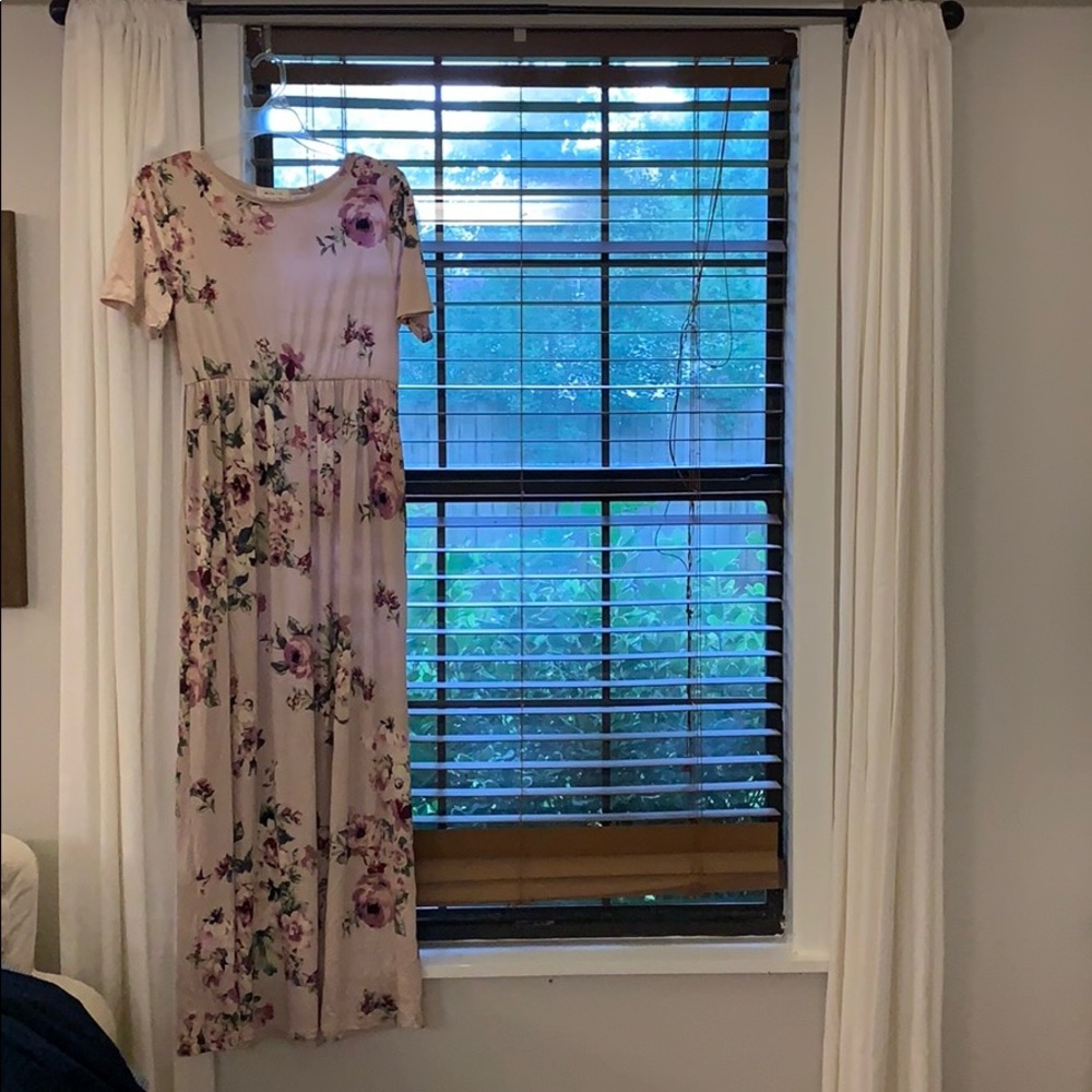 Pink floral maxi dress